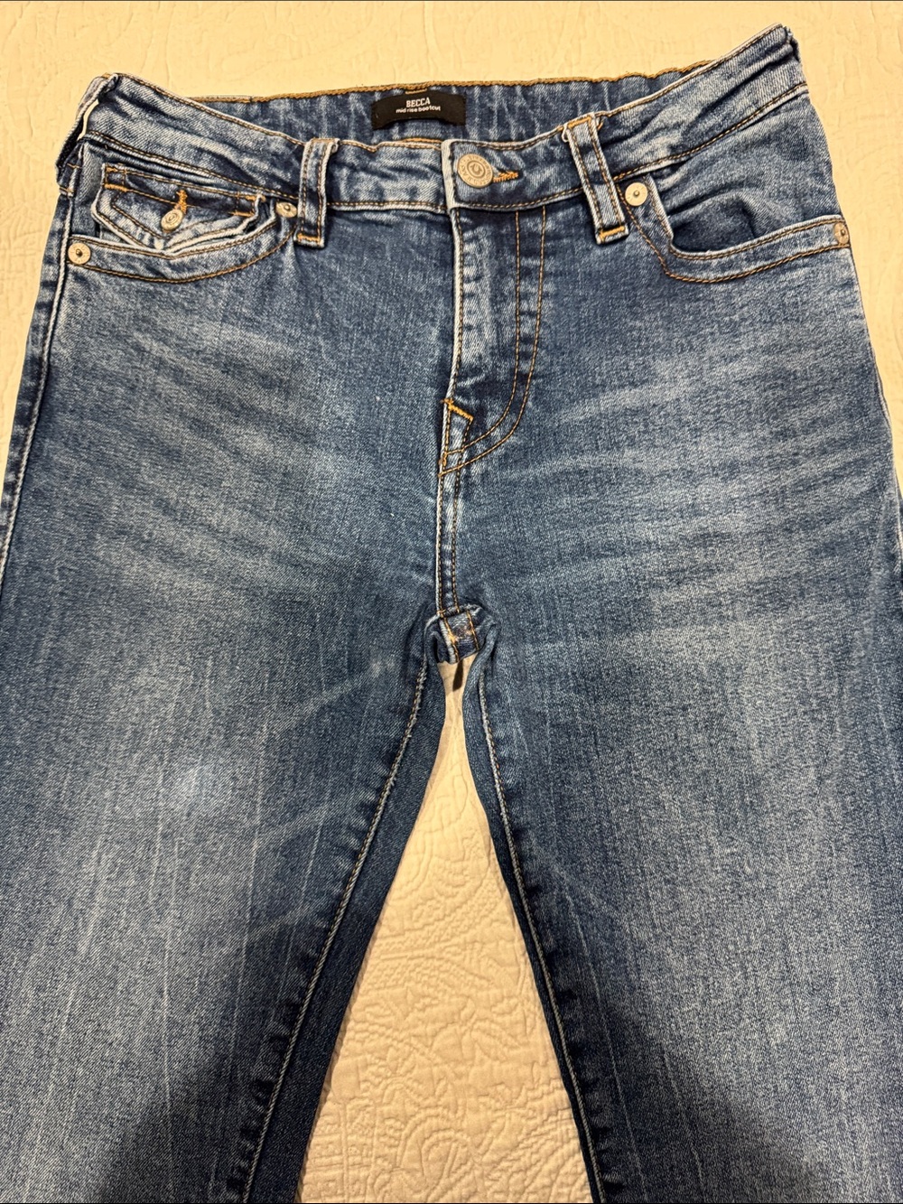 True Religion Faded Blue Bootcut Jeans